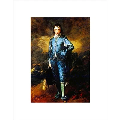 Image of Wee BLUE Coo PAINTING PORTRAIT STUDY GAINSBOROUGH BOY BLACK FRAMED ART PRINT B12X3995