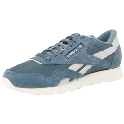 Image of Reebok Men&#039;s Classic Nylon Sneaker, Hoops Blue F23/Steely Fog F23/Vintage Chalk S23 R, 8.5 UK