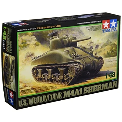 Image of TAMIYA Néant 32523 1:48 US Tank Sherman M4A1 Früh.A. Model, Plastic, Assembly kit, Detailed Replica, Multicoloured