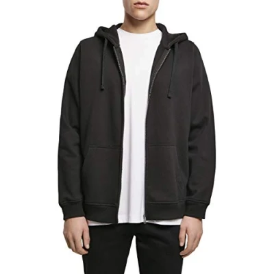 Image of Build Your Brand Men&#039;s Merch Zip Hoody Jacket, Black (Black 00007), L UK