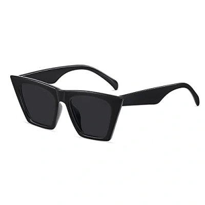 Image of SHEEN KELLY Retro Cat Eye Sunglasses Women Men Black Polarized Square Eyeglasses Designer Succinct Style Flat Top Glasses