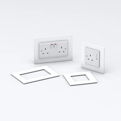 Image of Double/Single Socket Switch Surround/Acrylic Finger Plate (Single, White)