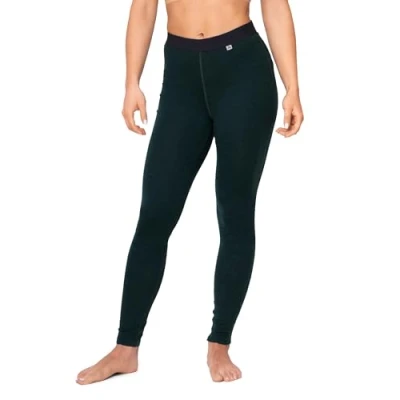 Image of DANISH ENDURANCE Thermal Leggings Women, Merino Wool Womens Long Johns, Warm Base Layer Leggings, Dark Green, L