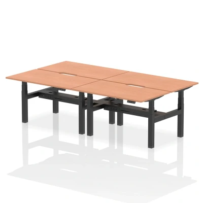 Image of Air B2B 1400x800 Adjustable 4P Bench Desk Scalloped Beech/Black