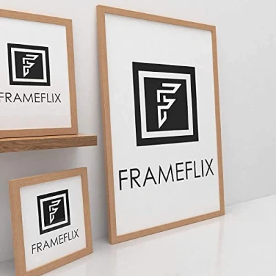 Image of FrameFlix Oak A5 Thin Picture Photo Frame Wall Hanging Free Standing Wood Effect