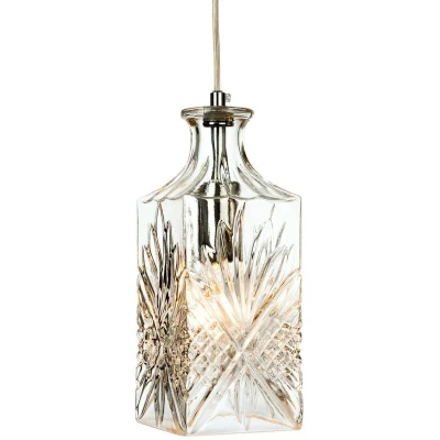 Image of Decanter 1 Light Ceiling Pendant Chrome, Clear Decorative Glass, E14