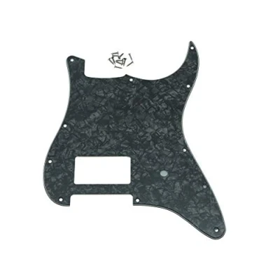 Image of KAISH 11 Hole ST/Strat Style One Humbucker Guitar Pickguard Scratch Plate for Delonge Stratocaster/Strat Black Pearl