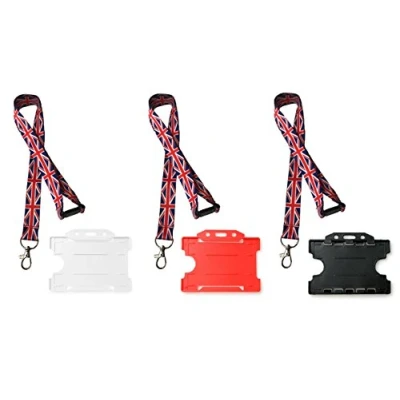 Image of British Union Jack Print Lanyard with Safety Breakaway (with White Card Holder)