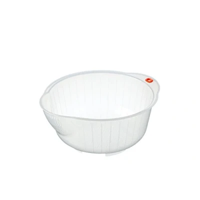 Image of INOMATA NH4ZT77 HIC Inomata.0800 Japanese Vegetable Fruit Rice Wash Bowl, 8 Inch, Clear, Acrylic