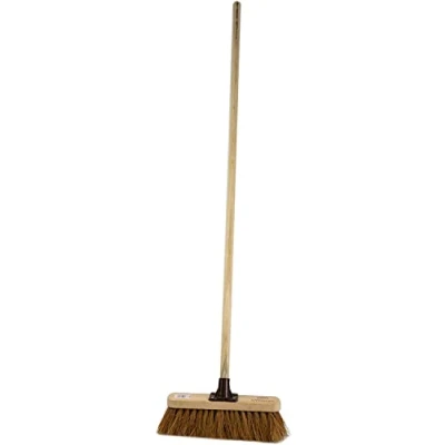 Image of Newman &amp; Cole Sweeping Brush Soft Indoor or Outdoor Broom with Natural Coco Bristle Fitted Wooden Handle (Unassembled, Pack of 2)