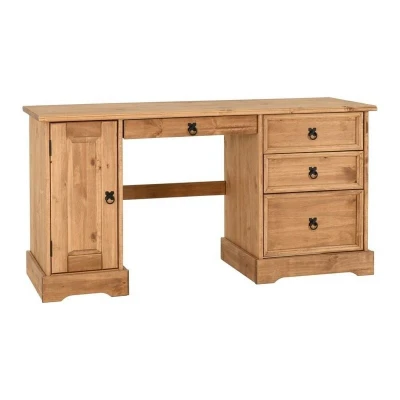 Image of Seconique Corona Computer Desk in Distressed Waxed Pine