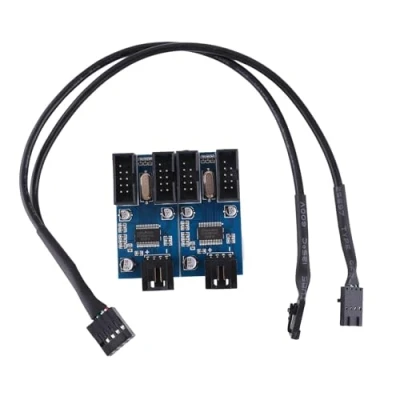 Image of JSGHGDF Motherboard 9Pin USB Header Splitter Male 1 to 24 Female Extension Cable Adapter Desktop 9 Pin USB2.0
