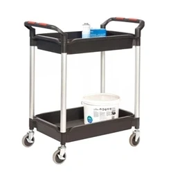 Image of Proplaz Plus Trolley; 2 Deep Trays; Swivel Castors; 150kg Black/Silver