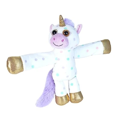 Image of Wild Republic Huggers Soft Toy Slap Bracelet, Gifts for Kids, Polka Dot Unicorn Plush 20 cm