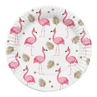 Image of Boland 52496 Flamingo Party Plates, Pack of 10, Size 23 cm, Environmentally Friendly Tableware, 100% Paper, Birthday, Theme