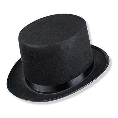Image of HENBRANDT Deluxe Black Lincoln Top Hat Hard Fancy Dress Costume