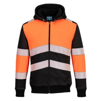 Image of Portwest PW3 Zipped Class 1 Winter Hoodie Orange/Black 4XL