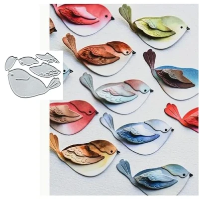 Image of Christmas Bird Metal Die Cuts,Spring Tree Flower Cutting Dies Cut Stencils for DIY Invitation Card Scrapbooking Album Decorative Embossing Paper Making