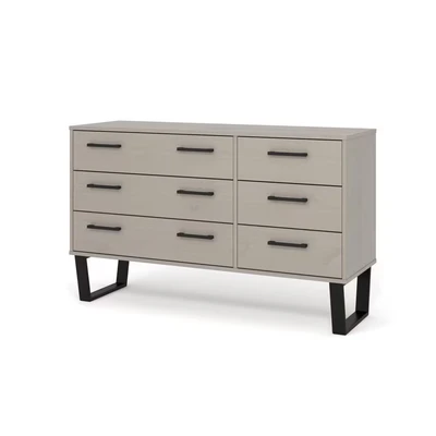 Image of Ace &amp; K Tocos Grey 3+3 Drawer Wide Chest of Drawers