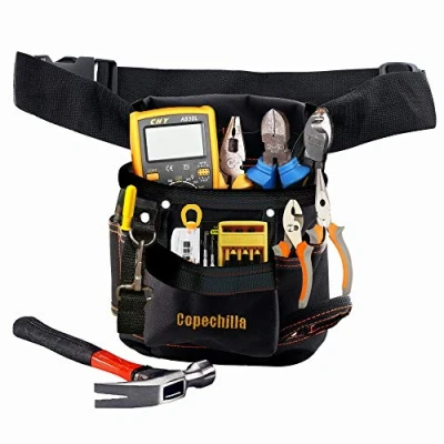 Image of Copechilla Tool Bag Black with Adjustable Belt,Wear Resistant and Professional,Tool pocketpouch Belt Oxford Canvas Material Thickened, for Electricians, Technicians