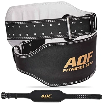 Image of AQF Weight Lifting Belt for Men Gym Fitness, 6&quot; Padded Lumbar Back Support, 7mm Thick Leather Training with 11 Adjustable Holes, Ideal Powerlifting, Bodybuilding