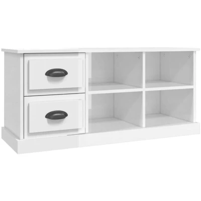 Image of vidaXL TV Cabinet High Gloss White 102x35.5x47.5 cm Engineered Wood