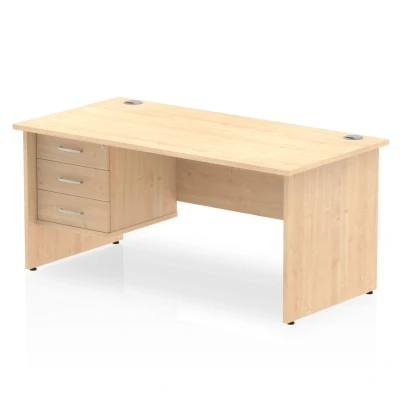 Image of Impulse 1600 Rectangle Panel End Leg Desk Maple 1 x 3 MI002482