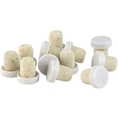 Image of 60 New Corks for Wine Bottle STOPPERS White Plastic TOP FLANGED