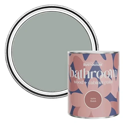 Image of Rust Oleum Grey Moisture Resistant Bathroom Wood and Cabinet Paint in Satin Finish Pitch 750ml