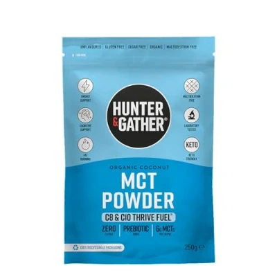 Image of Hunter &amp; Gather Thrive Fuel C8/C10 MCT Powder 250g Triple Steam Distilled 100% Organic Certified Coconut Keto, Low Carb Paleo Sugar, Gluten Seed Oil Free