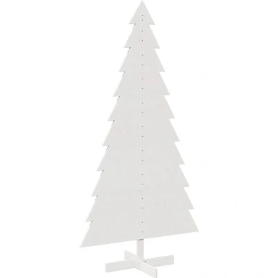 Image of vidaXL Wooden Christmas Tree for Decoration White 180 cm Solid Wood Pine