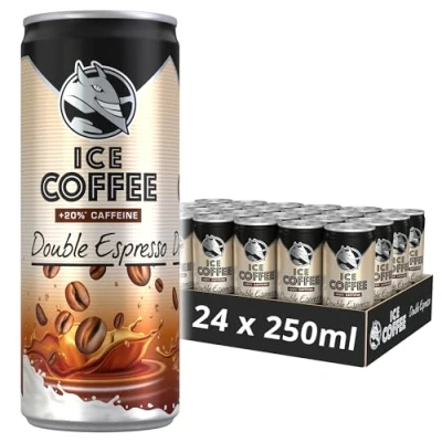 Image of HELL Ice Coffee Double Espresso 24 x 250ml Cans 48mg/100ml Caffeine +20% Contains Arabica Extracts 75% UHT Milk Ready To Drink
