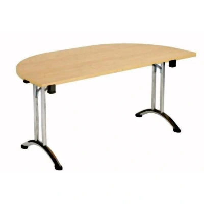 Image of Allegro Folding Table 1600x800 Chrome/Grey Oak Ref OUFT1680DENDCRGO