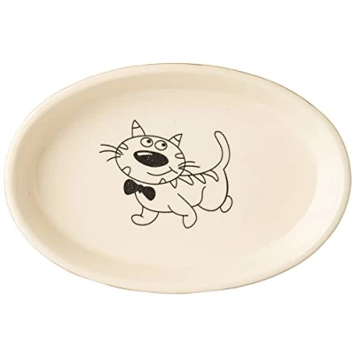 Image of Nobby 73638 Ceramic Cat Bowl Oval 17 x 11 2.5 cm, Brown/Beige