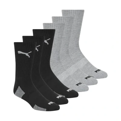 Image of PUMA Men&#039;s 6 Pack Crew running socks, Black/Grey, 13 15 UK
