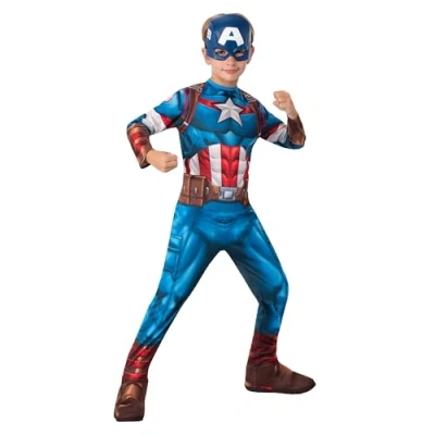 Image of Rubies Official Marvel Avengers Captain America Classic Childs Costume, Kids Superhero Fancy Dress (9 10 years, 152 cm)