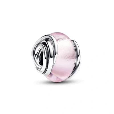 Image of Pandora Moments Encircled sterling silver charm with pink Murano glass and foil