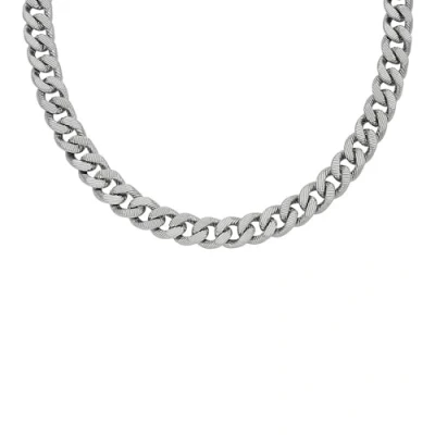 Image of Fossil Men&#039;s Harlow Linear Texture Chain Stainless Steel Necklace, JF04696040