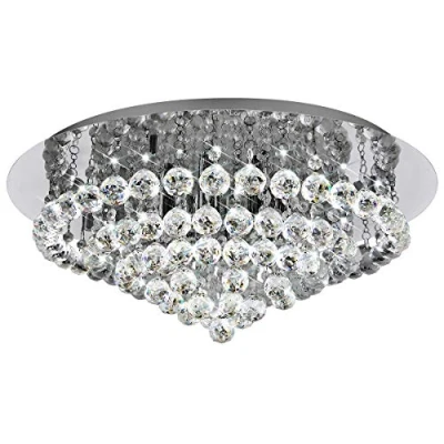 Image of Modern Decor Round Crystal Chandelier Ceiling Light 106 Droplets 8 Lamp Holder Reflective Silver Base M0064
