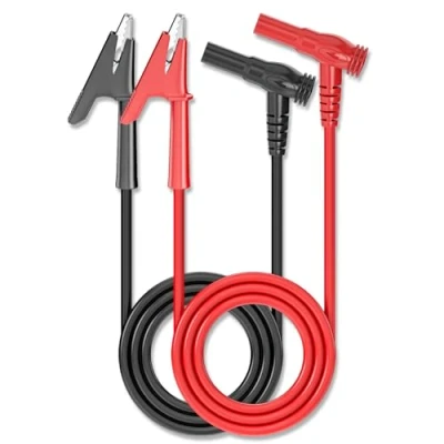 Image of Cleqee 2PCS Multimeter Test Leads 4mm Banana Plug to Crocodile Clip Cable Heavy Duty Alligator Clips Wire for Electrical Testing 3.3ft/1m Red&amp;Black