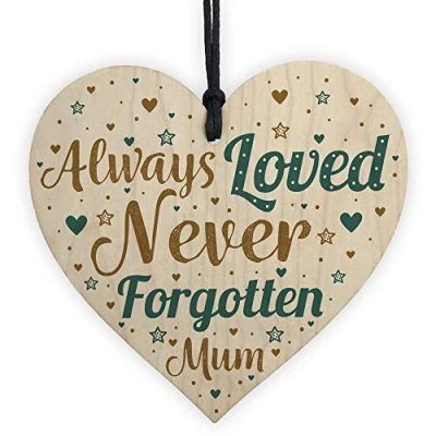 Image of RED OCEAN Special Mum Wooden Heart Memorial Grave Tribute Verse Plaque Christmas Tree Decoration Keepsake