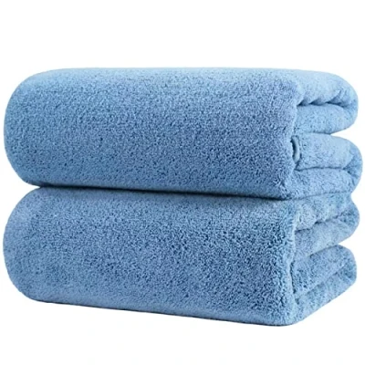 Image of POLYTE Premium Quick Dry Lint Free Microfibre Bath Sheet, Pack of 2 (Blue, 89x178 cm)