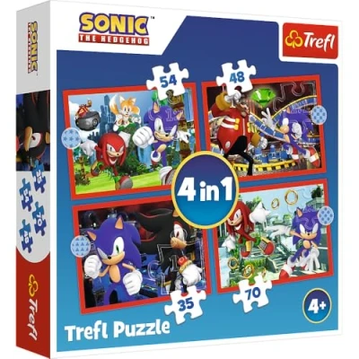 Image of Trefl Sonic The Hedgehog 4 in 1 Puzzle Set 35, 48, 54 &amp; 70 Pieces Character Puzzles For Children Ages 4+