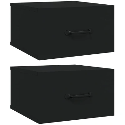 Image of vidaXL Wall mounted Bedside Cabinets 2 pcs Black 35x35x20 cm