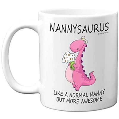 Image of Nanny Birthday Gifts Nannysaurus Best Mugs, Happy Mug, Special Christmas Nan from Grandchildren, Funny Xmas Tea Coffee Cup Cups, 11oz Ceramic Dishwasher Safe Mugs