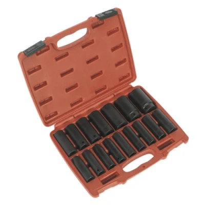 Image of Sealey Premier Impact Socket Set 16pc, 1/2&quot;Sq Drive Deep Metric