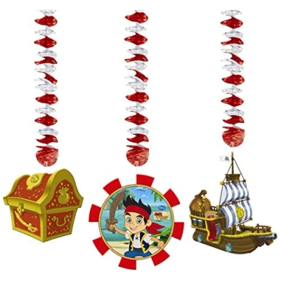 Image of Unique Party 71937 Hanging Yo Ho Disney Jake and the Never Land Pirates Decorations, Pack of 3