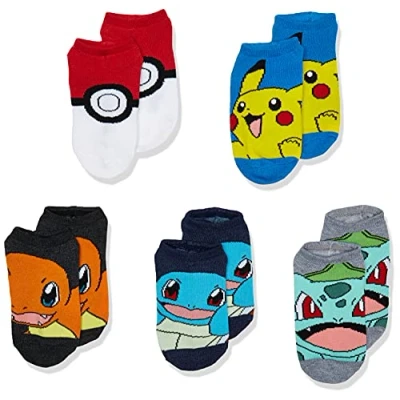 Image of Pokemon Baby Boys&#039; 5 Pack No Show Socks Casual, Bright Multi, 6 8.5 (Pack of 5)