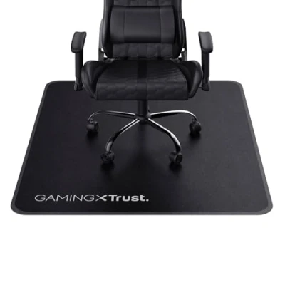 Image of Trust Gaming GXT 715 Chair Mat, 99 x 120 cm, Black Durable Floor Protector for and Office Chairs 2 in 1 Hard Floors Carpets