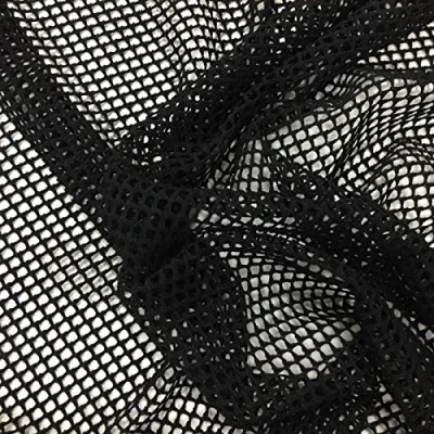 Image of EU Fabrics Stretchy Fishnet Mesh Fabric Perfect for Fashionable Lingerie, Beachwear, and Bridal Dresses Polyester/Elastane Blend Versatile Net in Plain Colors (Black 1 Meter x 150cm)